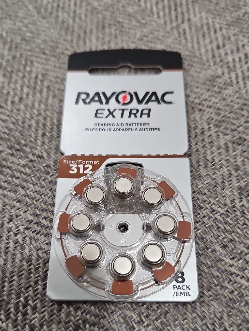 Extra Size 312 Brown Hearing Aid Batteries - 8 Pack